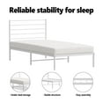 thumbnail image 3 of vidaXL White Twin XL Metal Bed Frame with Headboard & Slats, No Mattress, Easy Assembly, 3 of 9