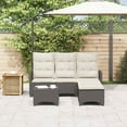 thumbnail image 3 of vidaXL 3 Piece Patio Sofa Set with Cushions L-shaped Black Poly Rattan, 3 of 11