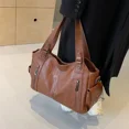 thumbnail image 4 of Bolsos de hombro con compartimento Interior suave 2025, bolsos de colores contrastantes de alta calidad para mujer, bolsos de mano de Pu con cremallera a la moda para mujer, 4 of 5