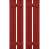 Ekena Millwork 15 1/2"W x 82"H Americraft Four Board (2 Batten) Exterior Real Wood Spaced Board-n-Batten Shutters (Per Pair), Fire Red