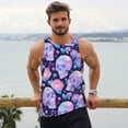 thumbnail image 6 of Uemuo crystal Skull flower Pattern Men's Muscle Shirts Sleeveless Dry Fit Gym Workout Tank Top Lightweight Sports Tank Top Beach Tank Top, Loose-fit Sleeveless Shirt-XX-Large, 6 of 7