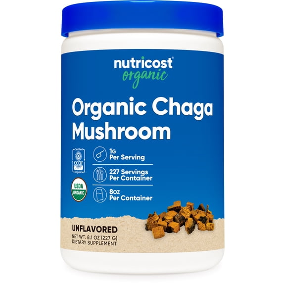 Nutricost 100% Organic Chaga Mushroom Powder 8oz (227 Servings) Supplement