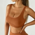 thumbnail image 6 of Ovbmpzd Ribbed Everyday Sports Bras for Women Removable Cups High Impact Brown Cami Bras Running Quick-Dry Yoga Active Bras,L, 6 of 6