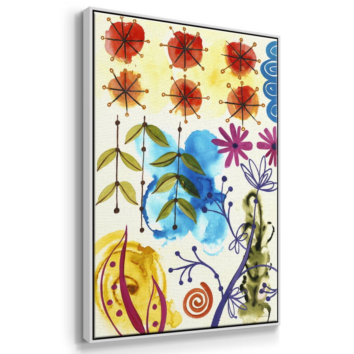Flower Power II Framed Premium Gallery Wrapped Canvas - Ready to Hang - 17 x 25 - White Floating Frame