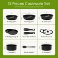 thumbnail image 3 of CONCETTA 12pcs Non-Stick Cookware Set, Pots and Pans Set with Spatula and Detachable Handle for Kitchen, Gift for Mother's Day, Black, 3 of 10