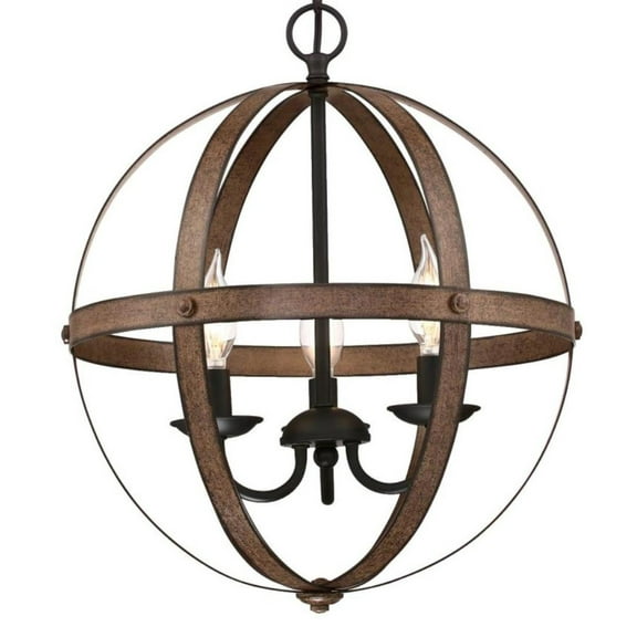 Westinghouse Lighting 6110500 Stella Mira Vintage Three-Light Indoor Chandelier Barnwood Finish with Oil Rubbed Bronze Accents, Two Tone