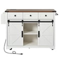 thumbnail image 6 of Bellemave 53.7" Kitchen Island with Power Outlet & Drop Leaf, Rolling Island with Table with Storage Drawers & Cabinet, Kitchen Island Cart with Spice Rack & Towel Rack on Wheels（White), 6 of 8