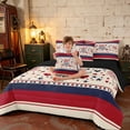 thumbnail image 3 of Manfei Sweet Heart Stars Twin Bedding, Firework Stripe Bedding Comforter Set, Red White Blue, Black Reversible 7-Piece, 3 of 6