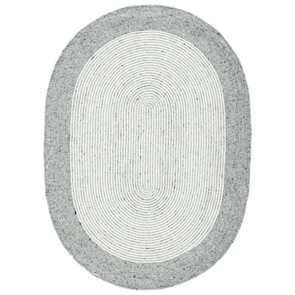 SAFAVIEH Braided Lars Geometric Reversible Area Rug, Gray/Ivory, 5' x 7' Oval