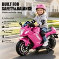 thumbnail image 2 of Xuanlur 24V Electric Motorcycle for Kids, Kids Motorcycle with Training Wheels, LED Light Up Wheels, Dual 390 Motors, Speed Up to 7 mph, Bluetooth Music, Ride On Toy for Kids 3-8 Years Old, Pink, 2 of 8