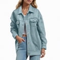 thumbnail image 2 of Towmus Casual Denim Jacket for Women Oversized Button Down Collared Long Sleeve Shirts Lightweight 2025 Fall Jackets, 2 of 9