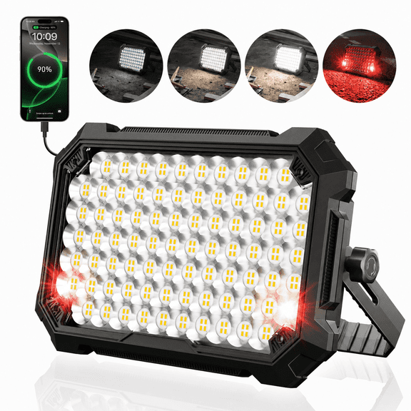 Rechargeable Led Work Light 10000LM 13000mAh, Portable Magnetic Work Light with Hook, 4 Modes Waterproof for Garage, Car Repair, Mechanics,Camping lights,Emergency Lanterns for Power Outages