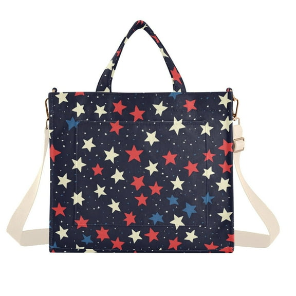 FORMRS Womens Corduroy Tote Bag Crossbody Shoulder Handbag with Pocket, Red Starry Pattern