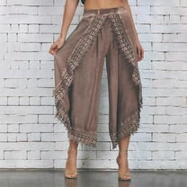 SnnmBlm Trousers Ladies Culottes for Women Gaucho Outfit Cropped Summer Pants Khaki 2XL