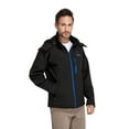 thumbnail image 2 of ORORO Men's Heated Jacket with Battery and Detachable Hood, Battery Powered Heating Jacket for Hiking Skiing Camping (Black/Blue Zipper, L), 2 of 9