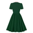 thumbnail image 5 of ZZwxWA Dresses for Women Vintage Rockabilly Retro Short Sleeve Tie Midi Dress Cocktail Party Evening Prom Gown Womens Sundress Empire Waist, 5 of 6