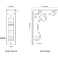 thumbnail image 2 of Ekena Millwork 2"W x 5 1/2"D x 8"H Orleans Wrought Iron Bracket, (Triple center brace), Antiqued Bronze, 2 of 8