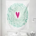 thumbnail image 1 of Pink and Turquoise Tapestry, Marine Style Circling Leafy Drop Shapes and Dotted Hears Romantic, Fabric Wall Hanging Decor for Bedroom Living Room Dorm, 5 Sizes, Magenta and White, by Ambesonne, 1 of 1