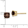 thumbnail image 2 of 14K Yellow Gold 6mm Cushion Smoky Quartz Earring (7 X 7) Made In United States xe107sq, 2 of 4