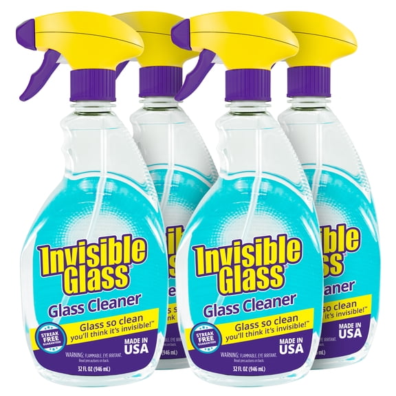 Invisible Glass 92194-4PK Premium Glass and Window Cleaner for Auto and Home Cleans Glass, Windows, Windshields, and More, Streak-Free, Ammonia-Free, Tint-Safe, 32 Fl Oz, Pack of 4