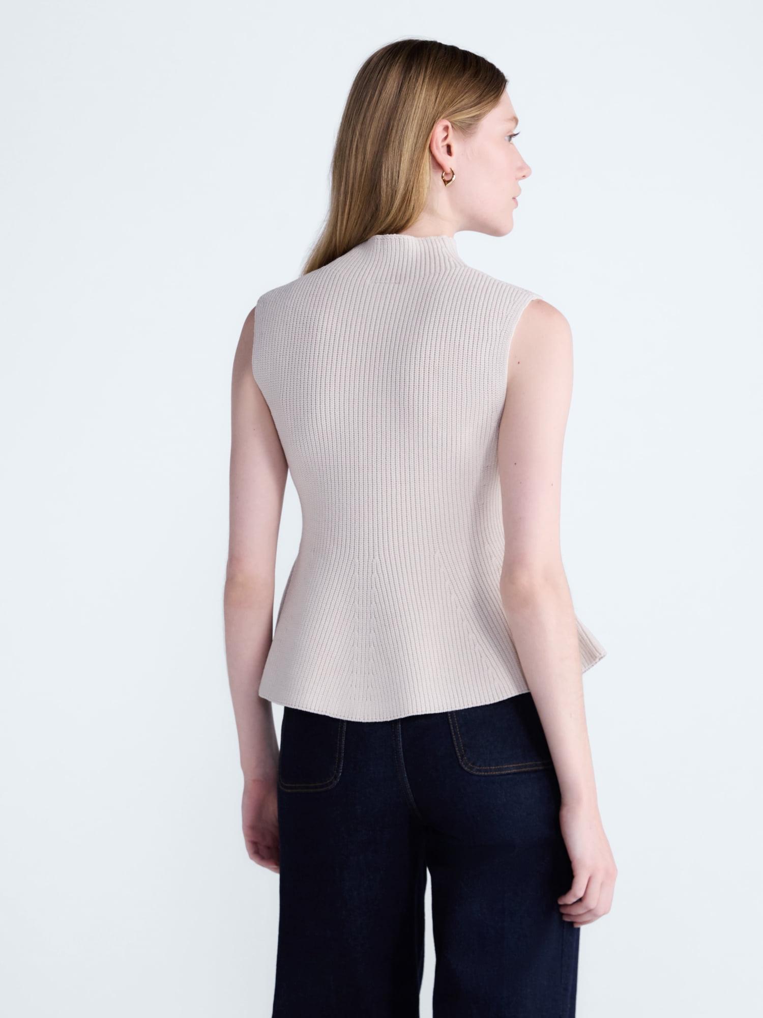 Scoop Women's and Women's Plus Sleeveless Mock Neck Peplum Sweater Tank, Sizes XS-4X