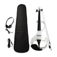 thumbnail image 2 of Conjunto de violín eléctrico con estuche de transporte y accesorios para violín, madera maciza, silencioso. Blanco, 2 of 9