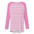 thumbnail image 3 of SHTXOZHI Women's Long Sleeve Tunic Tops Round Neck Striped Blouse Color Block Loose Shirts, 3 of 5
