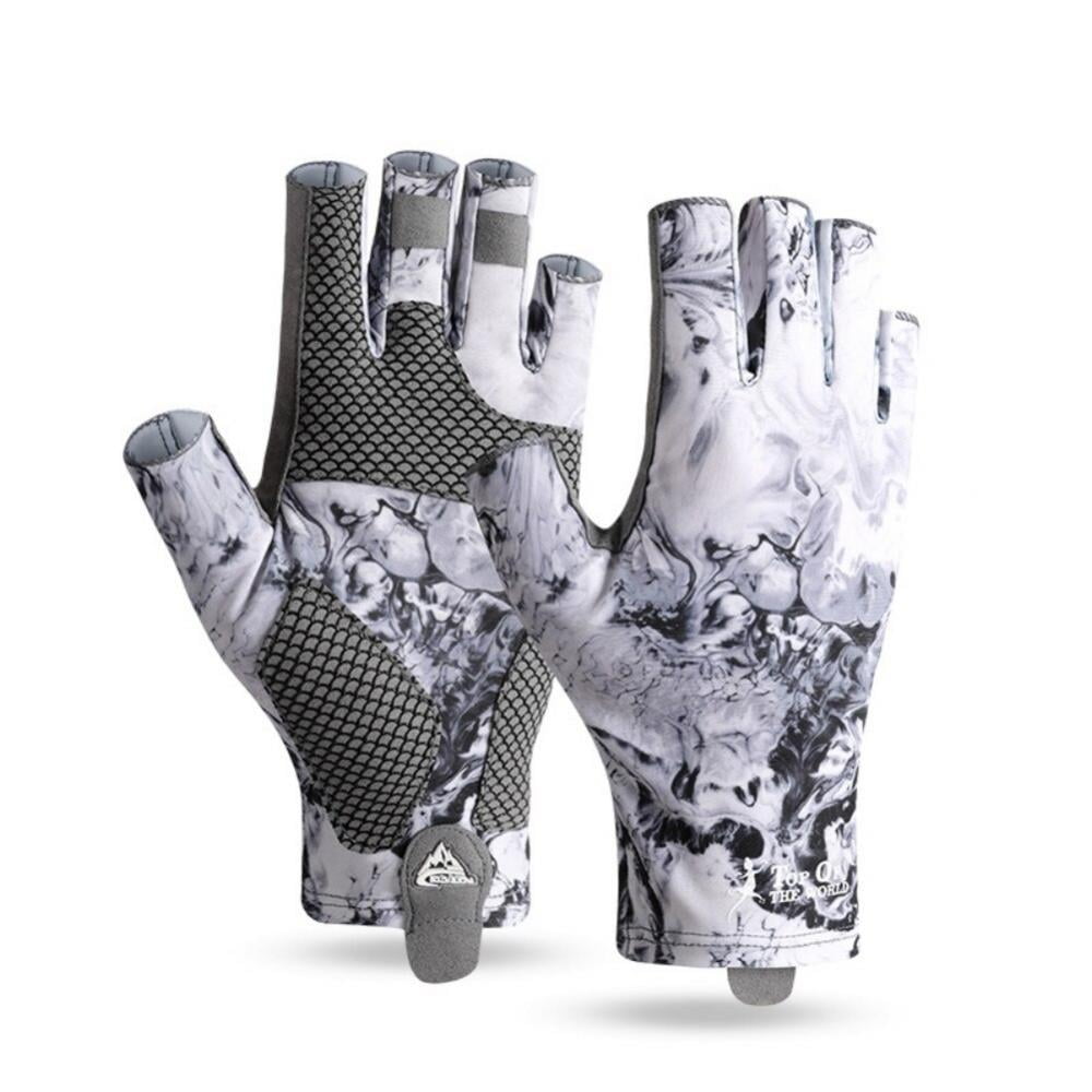 Anti-slip Fishing Gloves 3 Fingerless Waterproof Sun Protection Fish Gloves 