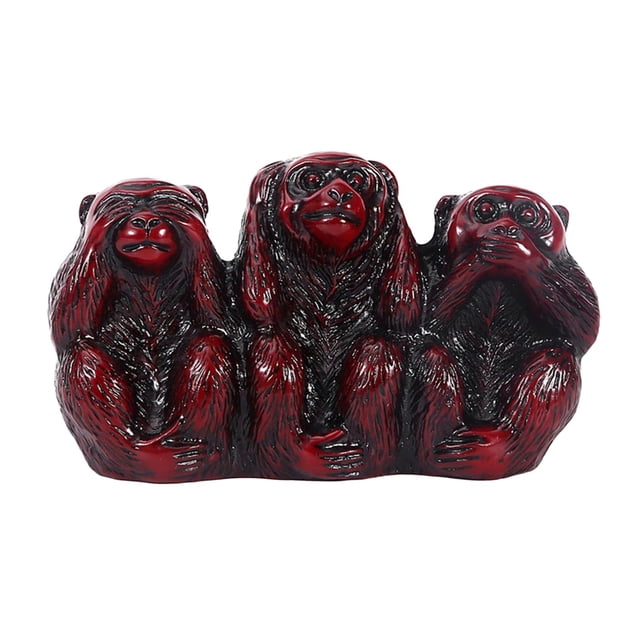 Abbracc Monkeys Sculpture Décorative en Résine Faite à la Main pour Table à Domicile Cadeau Mémorable Imitation Rouge Brun