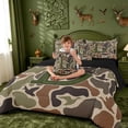 thumbnail image 4 of meiyoeat Duck Pattern Monogrammed D 7 Pieces Full Size Bedding Sets For Boys,Camouflage Hunting Initial Print Full Size Bed in a Bag,Black Reversible, 4 of 7