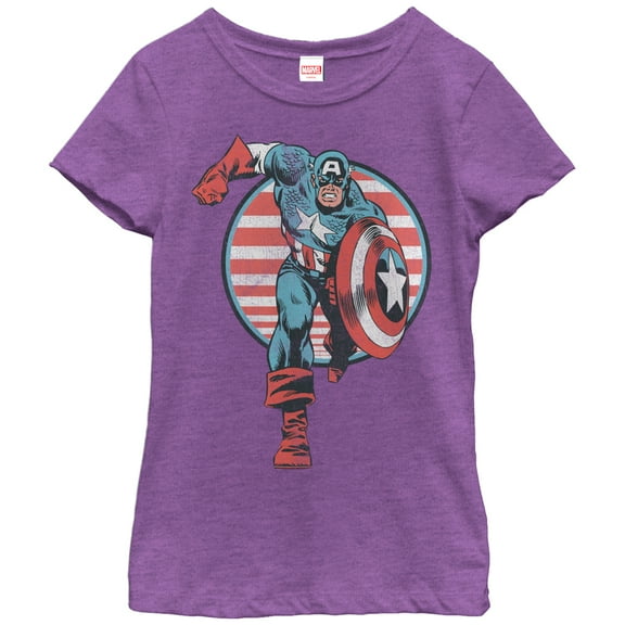 Girl's Marvel Captain America Charge Graphic Tee Purple Berry X Large