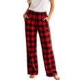 thumbnail image 2 of Ohufall Pajama Pant for Women Plaid Elastic Waist Soft Pant Sleep Lounge Comfort Casual Sleepwear, 2 of 8