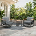 thumbnail image 3 of Opohoro 3-Pieces Outdoor Swivel Glider Chairs With Side Table and 6" Cushions for Garden Backyard, Black, 3 of 11