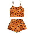 thumbnail image 5 of Ccpelsie Women Soft Sleeveless Tank Top Shorts 2 PC Halloween Print Pajama Set(Orange,S), 5 of 8