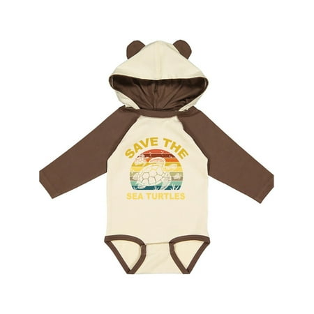 

Inktastic Save the Sea Turtles Distressed Vintage Sunset Gift Baby Boy or Baby Girl Long Sleeve Bodysuit