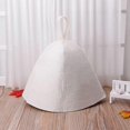 thumbnail image 5 of Gorro de sauna de lana para protección contra el calor y cuidado del cabello, tocado transpirable para sauna rusa, color blanco., 5 of 5