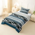 thumbnail image 2 of jejeloiu Cool Striped Twin Comforter Sets,Ocean Print Bedding Set For Boys,Teal Black,Light Gray Reversible,2pcs,1 Comforter and 1 Pillowcase, 2 of 7