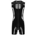 thumbnail image 3 of YONGHS Men's One Piece Wetlook Faux Leather Sleeveless Front Zipper Leotard Bodysuit Catsuit Black XL, 3 of 7