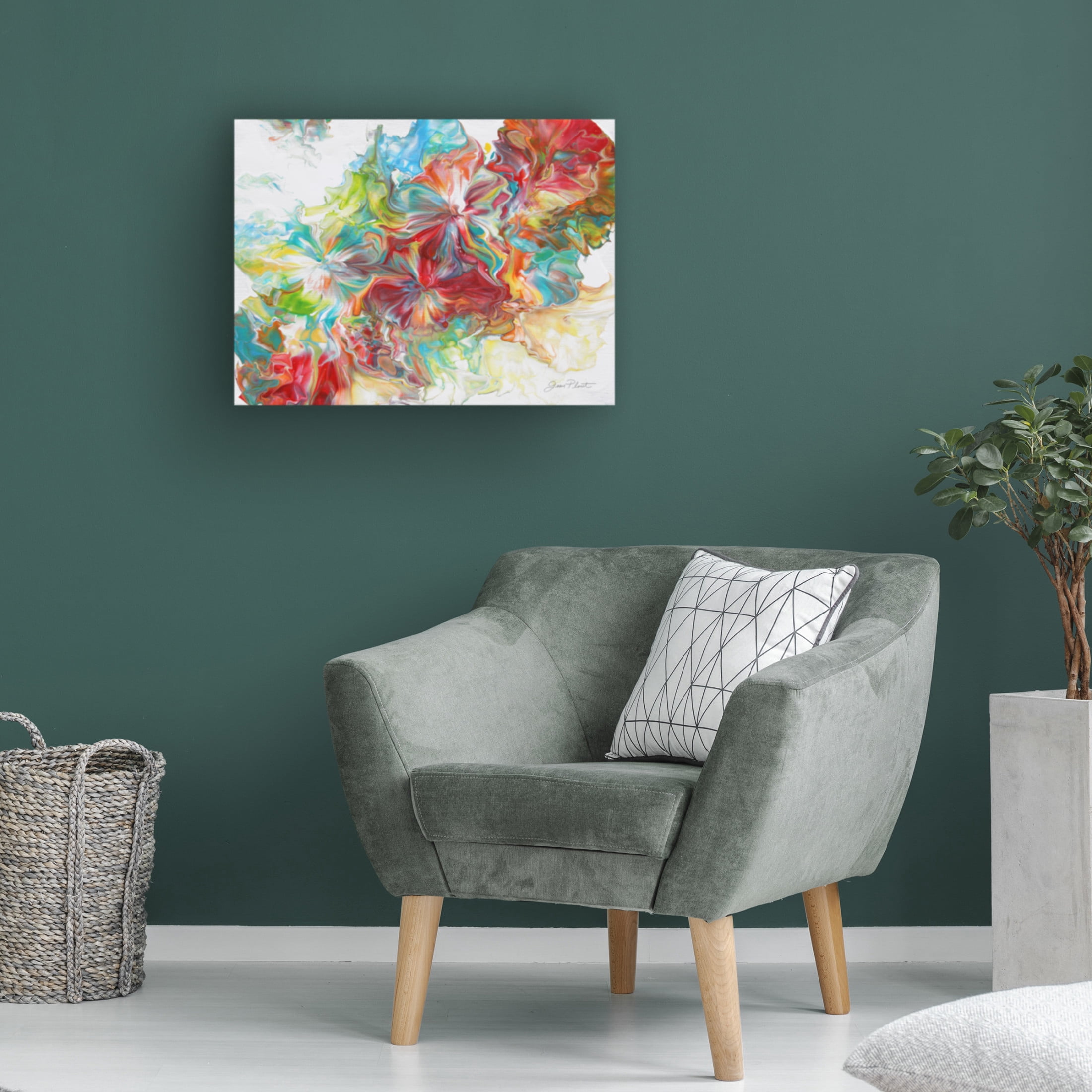 Canvas Wall Art - Jean Plout 'Abstract Pouring U' Wall Art for Living Room, Bedroom, or Office Décor by Trademark Fine Art - 19 x 14 Inches