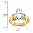 thumbnail image 3 of Real 14kt Polished and Rhodium Claddagh Ring Size: 6; for Adults and Teens; for Women and Men, 3 of 5
