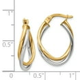 thumbnail image 4 of Primal Gold 14 Karat Two-tone Oval Hoop Earrings, 4 of 6