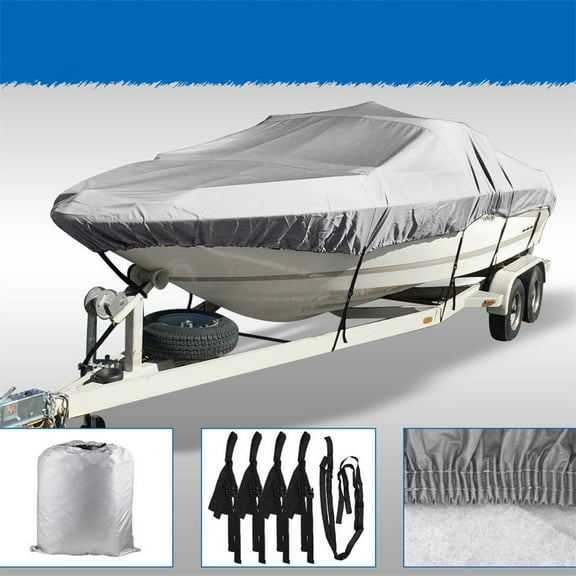 LABLT 14-16ft Gray Beam Width Heavy Duty PEVA Cotton Waterproof Boat Cover