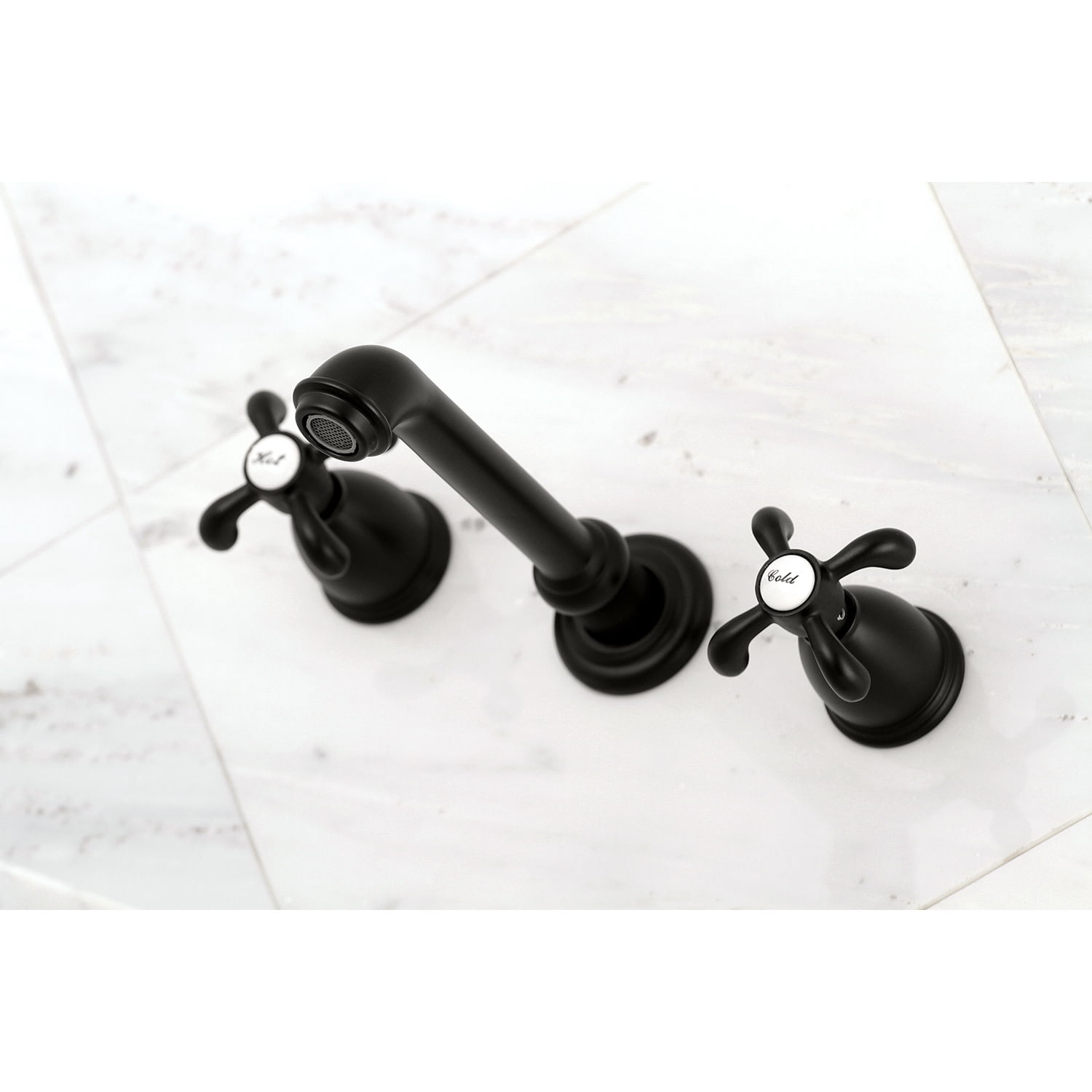Kingston Brass KS7120TX 8" Center Wall Mount Bathroom Faucet, Matte Black