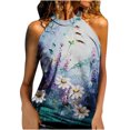 thumbnail image 1 of Tops de mujer Moda Casual Suelto Sin tirantes Impreso Damas Cuello halter Chaleco Tops Pompotops  lopia991281, 1 of 8