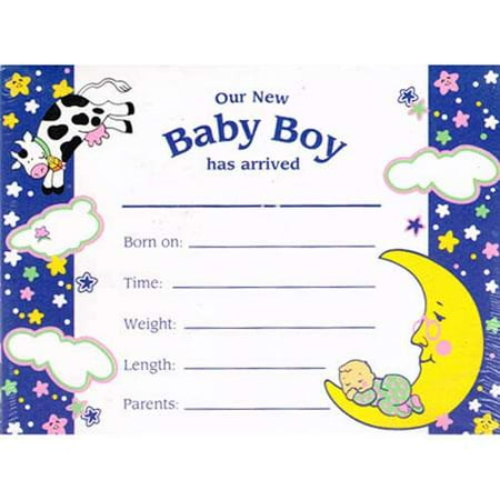 Baby Shower 'Hey Diddle Diddle' Baby Boy Birth Announcements w/ Envelopes (Best Birth Announcement App)