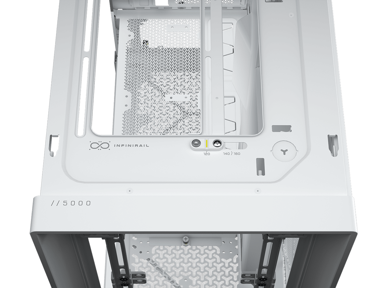CORSAIR FRAME 5000D RS Modular High Airflow Mid-Tower PC Case, White – Fully Customizable Design –  InfiniRail™ Fan Mounting System – Fits Multiple 360mm Radiators or a 420mm Radiator – Reverse Mother