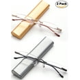 thumbnail image 2 of Newbee Fashion-Portable Compact Reading Glasses in Aluminum Case Metal Rectangle Rimless Reading Glasses Super Lightweight Reader Slim Design Comfort Fit for Men&Women 2 PACK GOLD & SILVER+1.25, 2 of 4