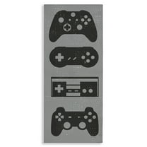 Stupell Video Game Controller Shapes Distressed Vintage Grey Canvas Wall Art 20 x 48