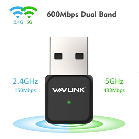 Wavlink 600Mbps Dual Band 5GHz/ 2.4GHz USB Wi-Fi Adapter Wireless Lan Antenna Network Dongle (Best 5ghz Wireless Adapter)