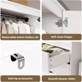 thumbnail image 6 of GarveeHome Armoire Wardrobe Closet, 69.5" Tall Wooden Wardrobe Cabinet with Rattan Doors, 2 Doors & 3 Drawers, Hanging Rod Clothing Storage for Bedroom, Entryway, Modular Design, White, 6 of 8